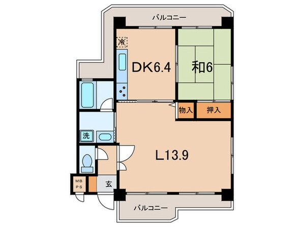 ﾗｲｵﾝｽﾞﾏﾝｼｮﾝ六甲口（701）の物件間取画像